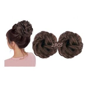 Messy Bun Hair Scrunchies - 2 Total - Medium Brown